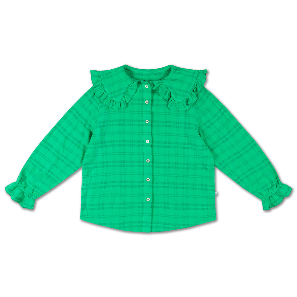 Blouse Fancy Collar Magic Green Check