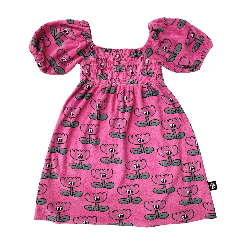 Dress Smocked Terry Happy Flower