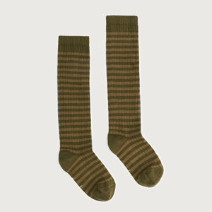 Socks Ribbed Long Olive Green Peanut