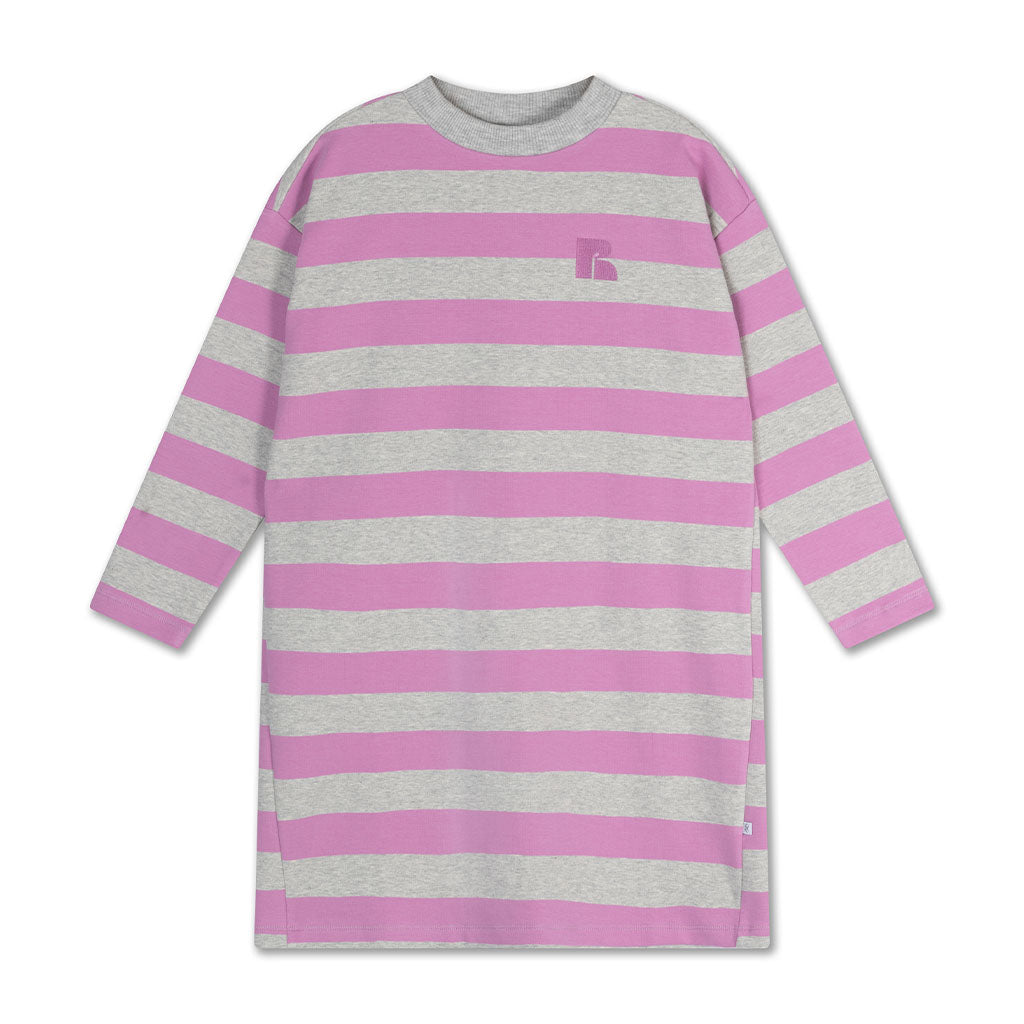 Dress Boxy Sweat Oversized Orchid Light Mixed Grey Block Stripe
