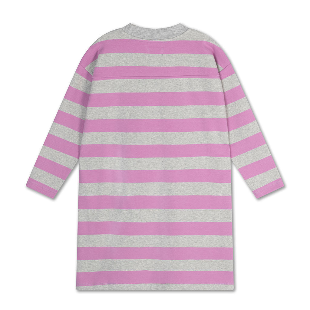 Dress Boxy Sweat Oversized Orchid Light Mixed Grey Block Stripe