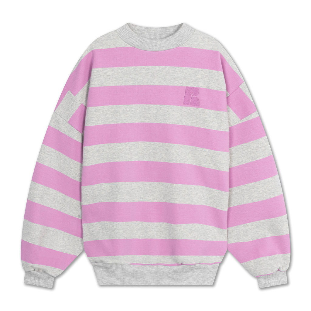 Sweater Oversized Boxy Orchid Light Mixed Grey Block Stripe