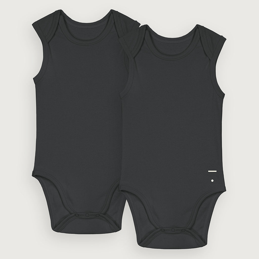 Onesie Sleeveless Baby Nearly Black 2-PACK