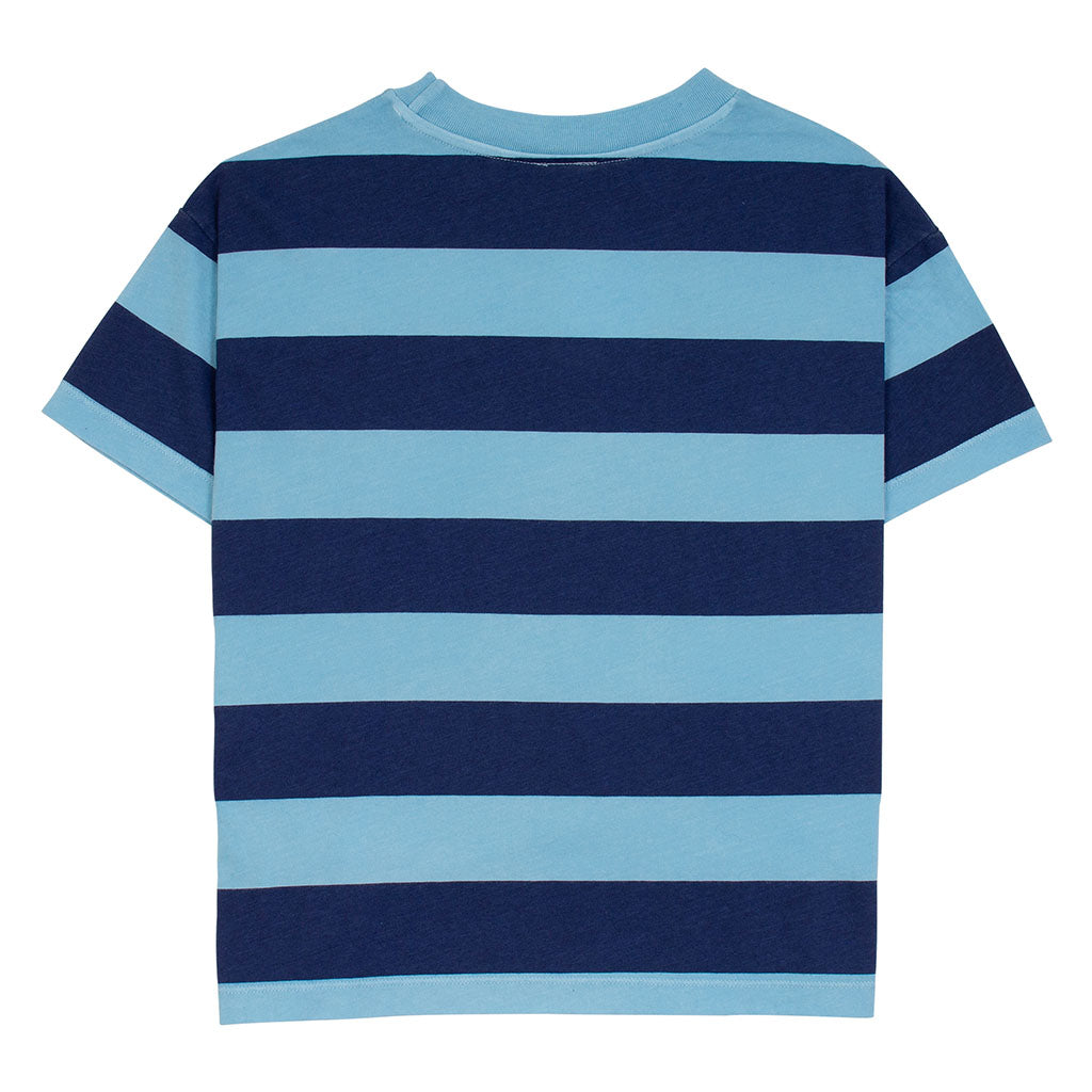 Tee Wide Stripe Turquoise Navy