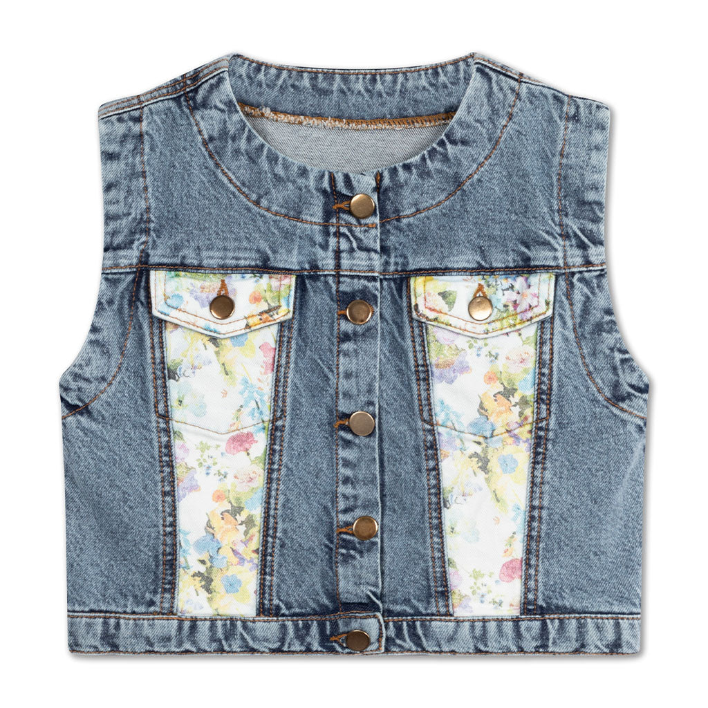 Waistcoat Bob Denim Acid Color Block