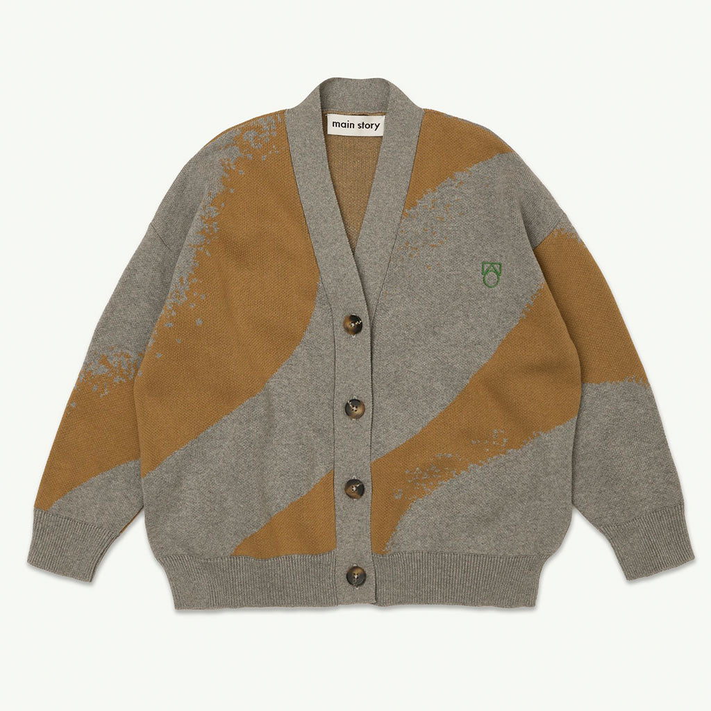 Cardigan Jacquard Grey Melange Ripple