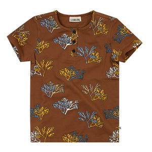 Tee Henley Shortsleeve Brown Coral