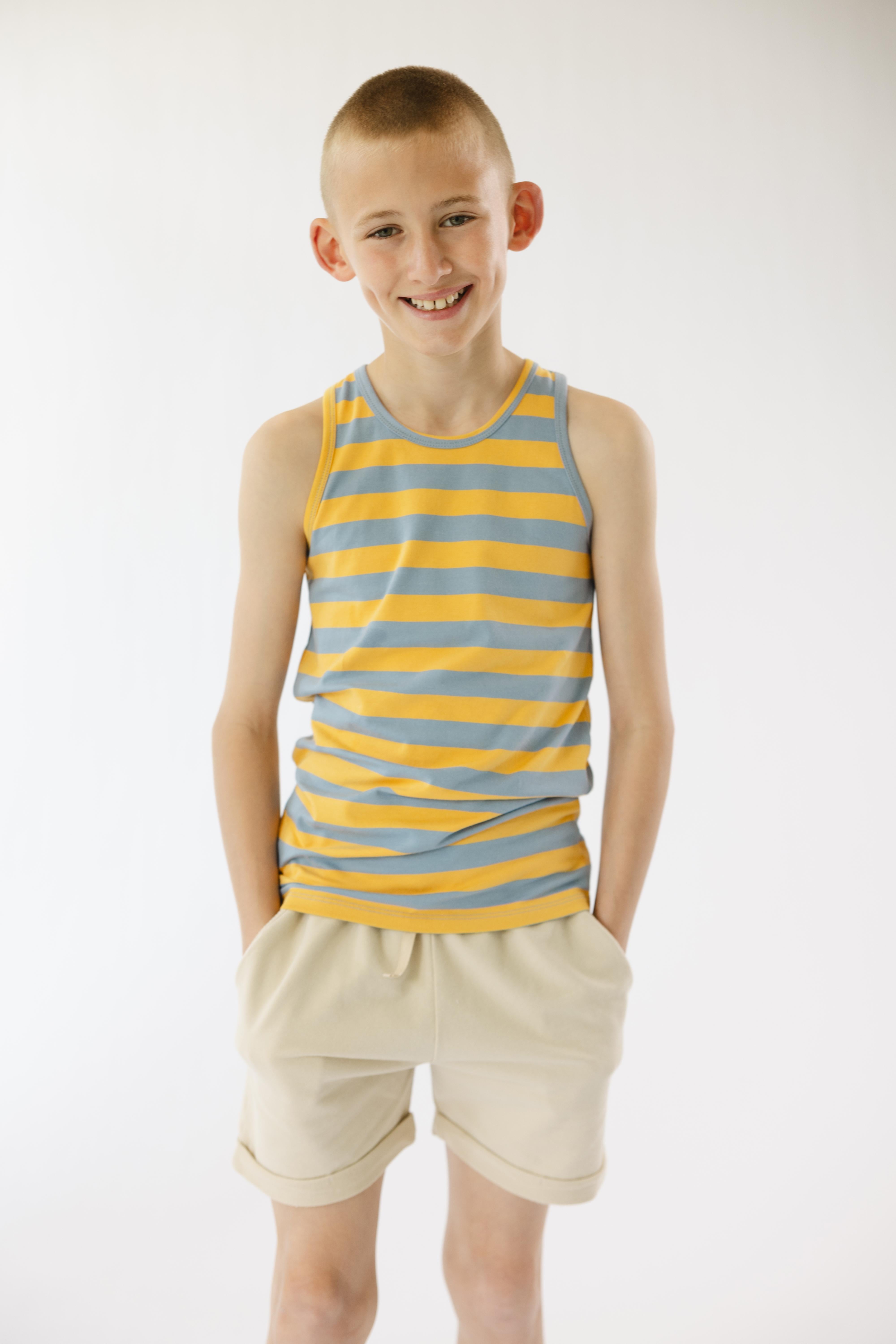 Singlet Greyish Blue Stripe CC