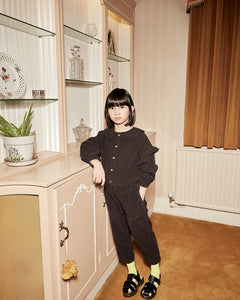Blouse Pan Collar Dull Pink Baby Cord