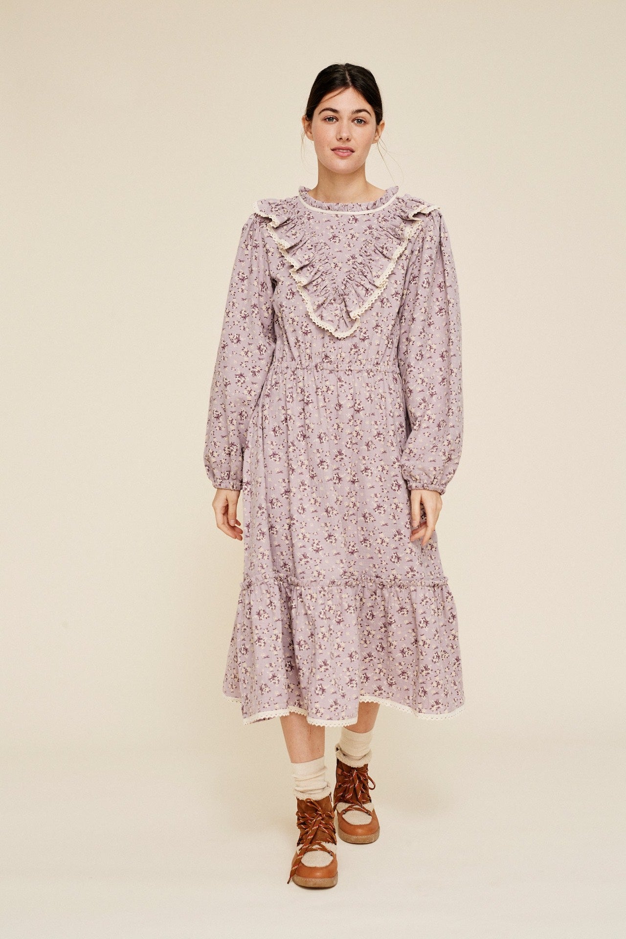 Dress Ria Flower Lilac Floral Woman