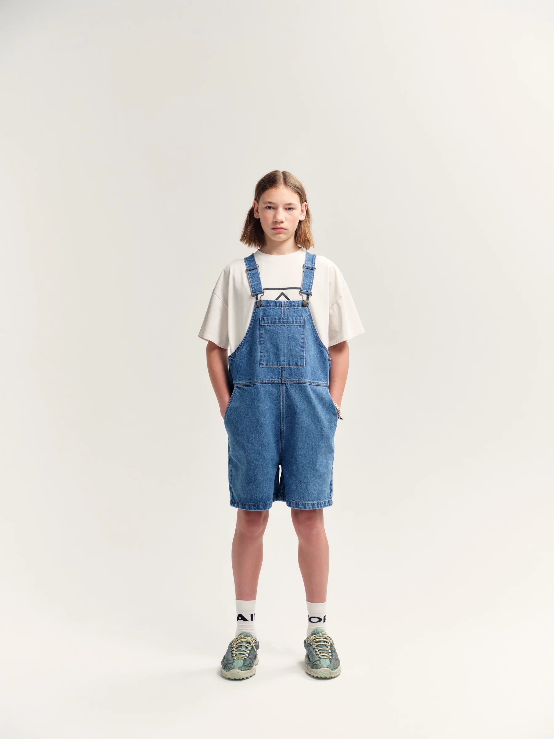 Dungaree Short Stonewash Blue