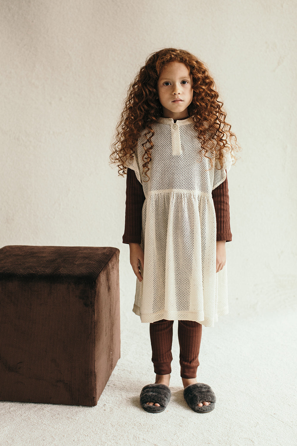 Dress Frill Sleeve Ecru Lace