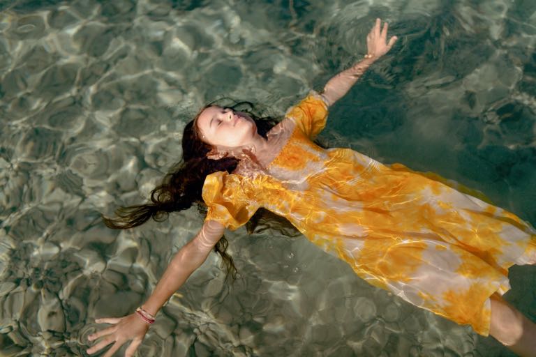 Dress Smocked Tie Dye Sunset Gold