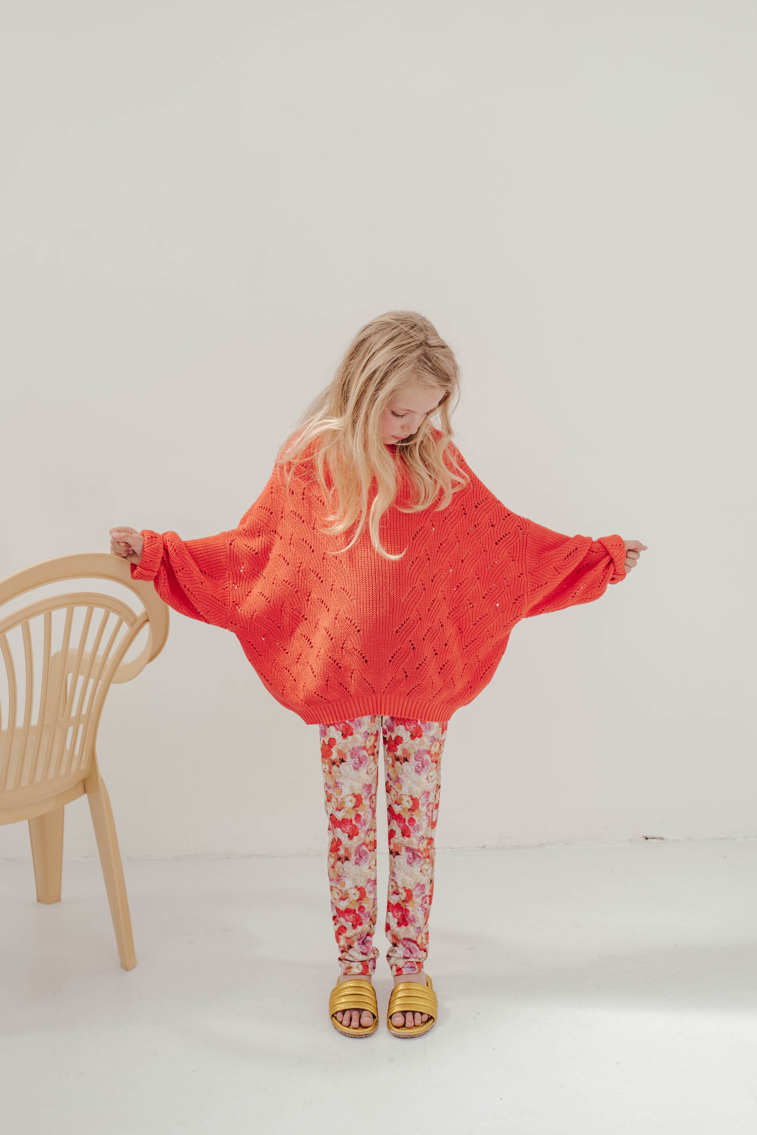 Sweater Slouchy Knit Red Tango