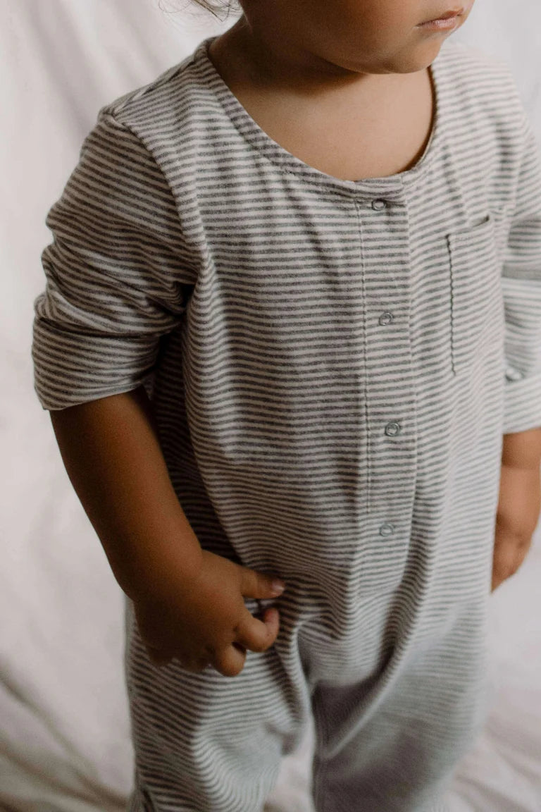 Playsuit Longsleeve Baby Grey Melange Cream