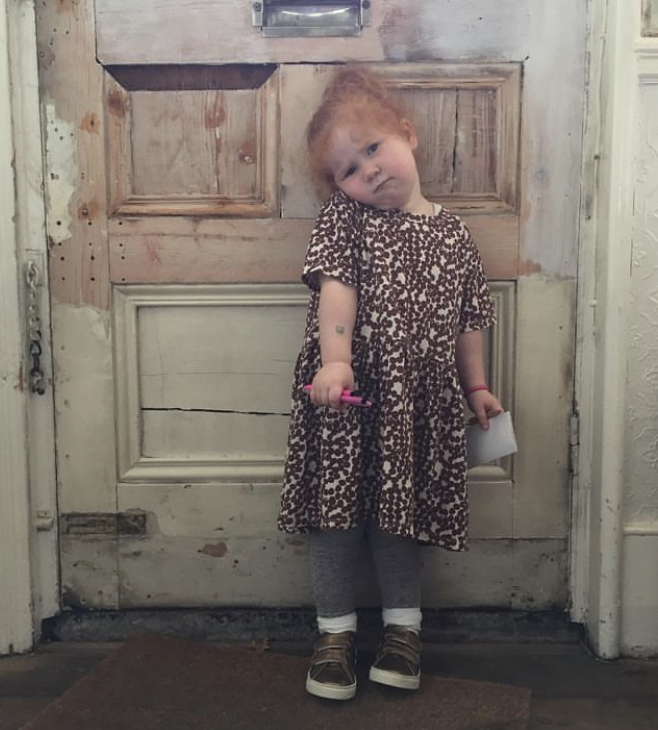 Dress Gather Spotted Brick