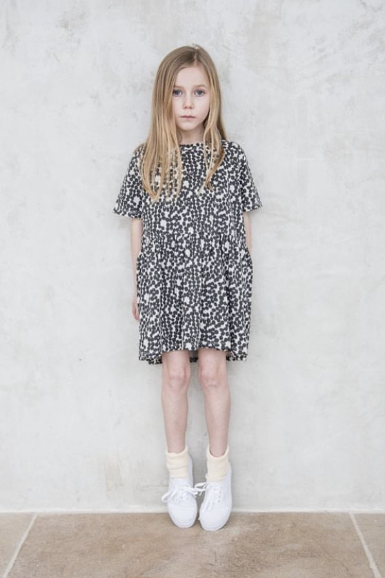 Dress Gather Spotted Brick