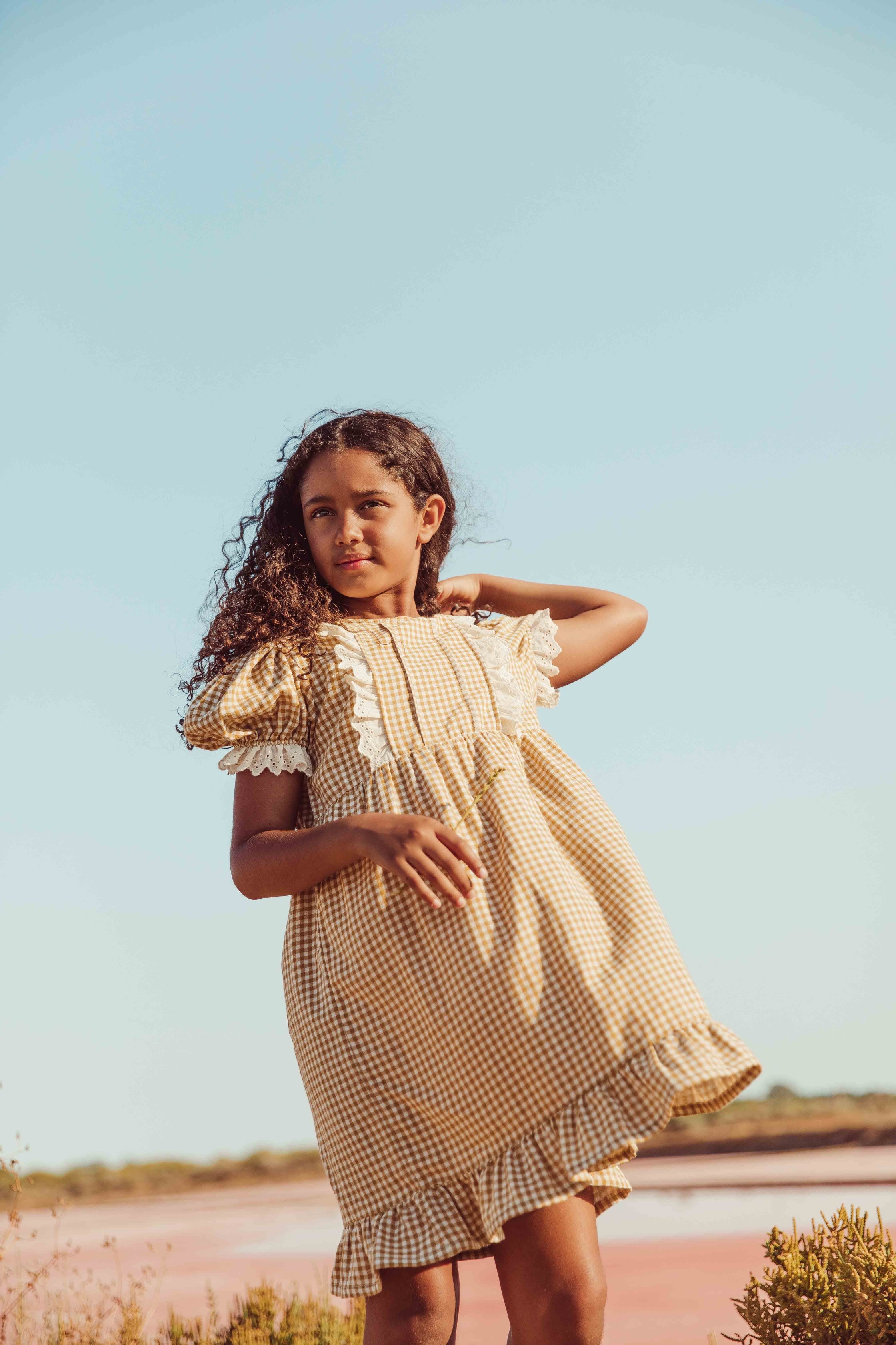 Dress Oda Mustard Vichy