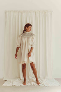 Dress Rustic Dobby Ecru Woman