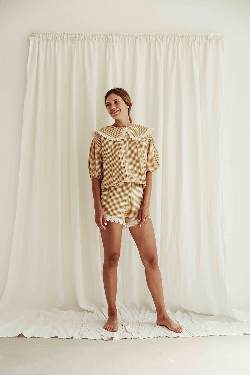 Shorts Sarah Mustard Vichy Woman