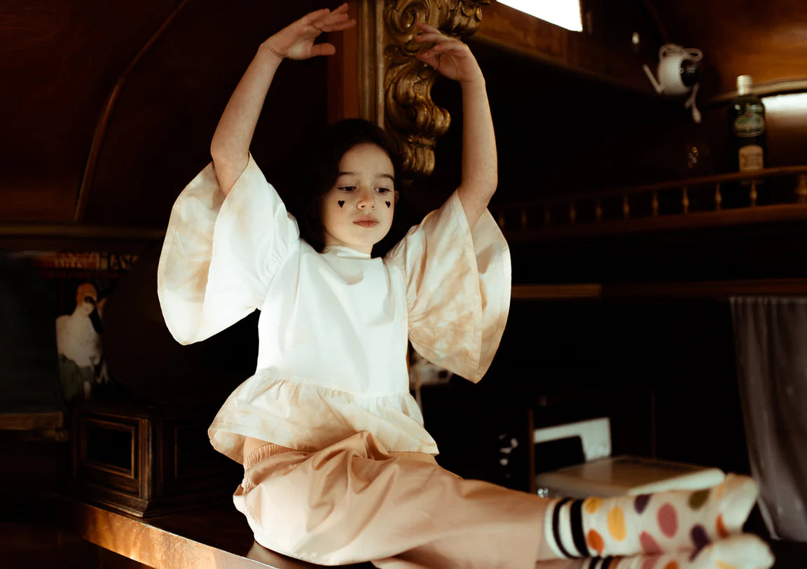 Blouse Frill Woven Ice Cream