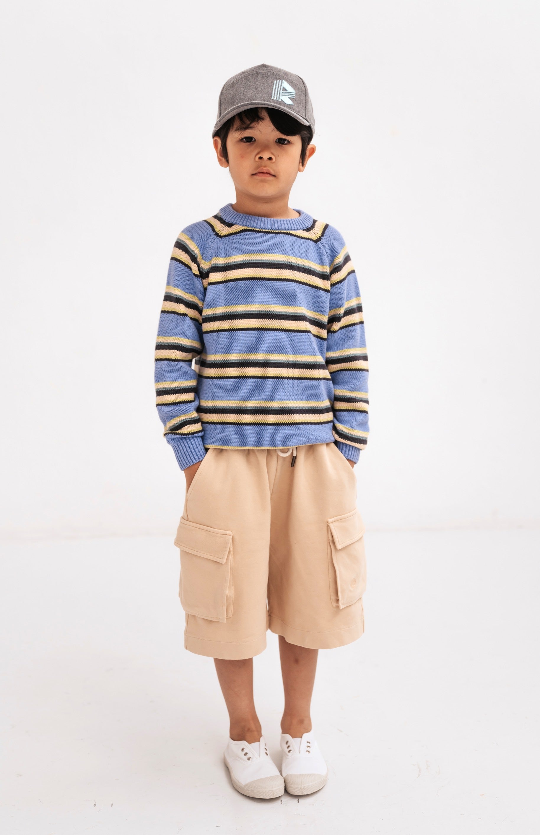 Sweater Knit Raglan Multi Stripe