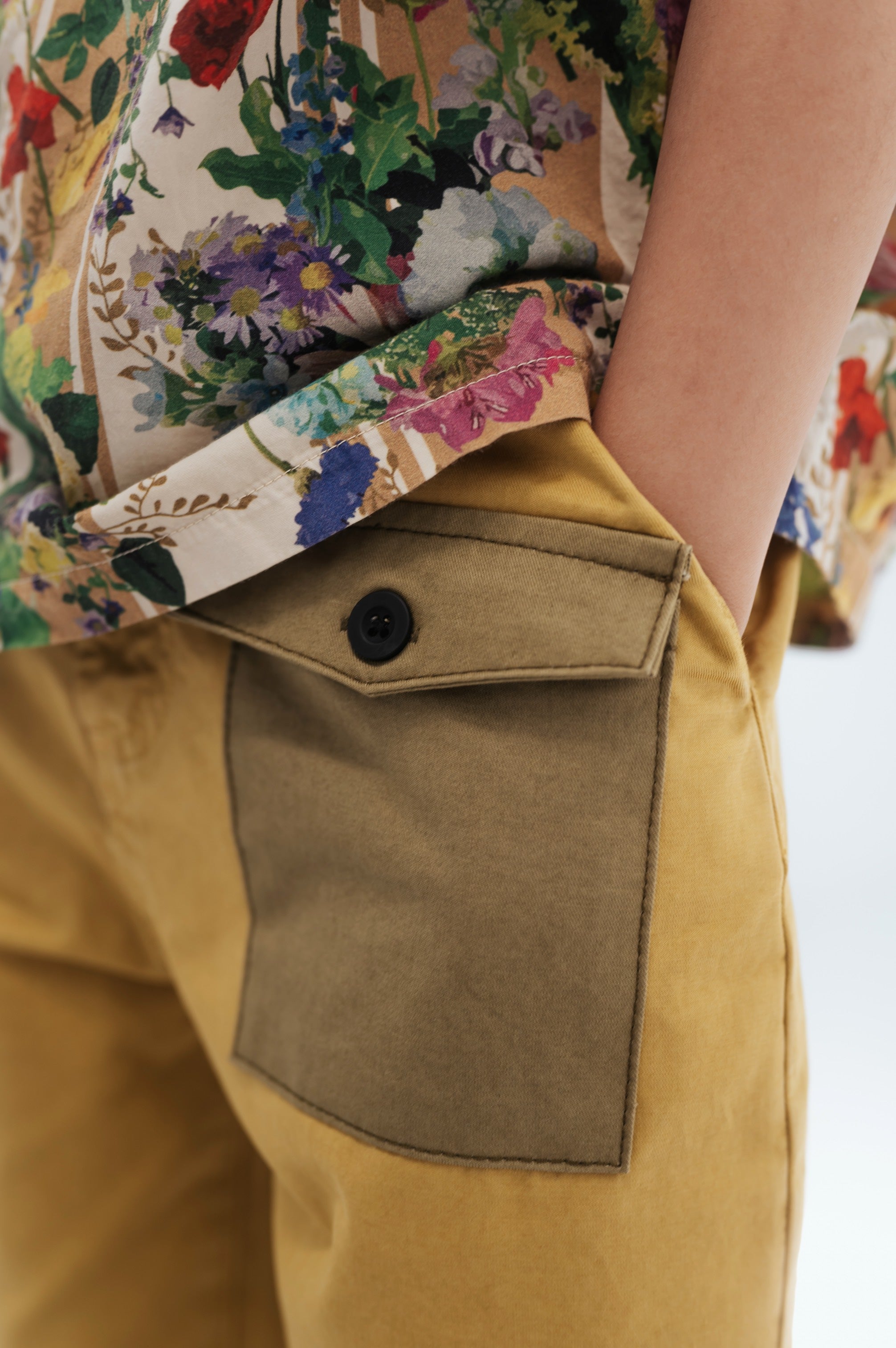 Pants Cargo Golden Green Color Block