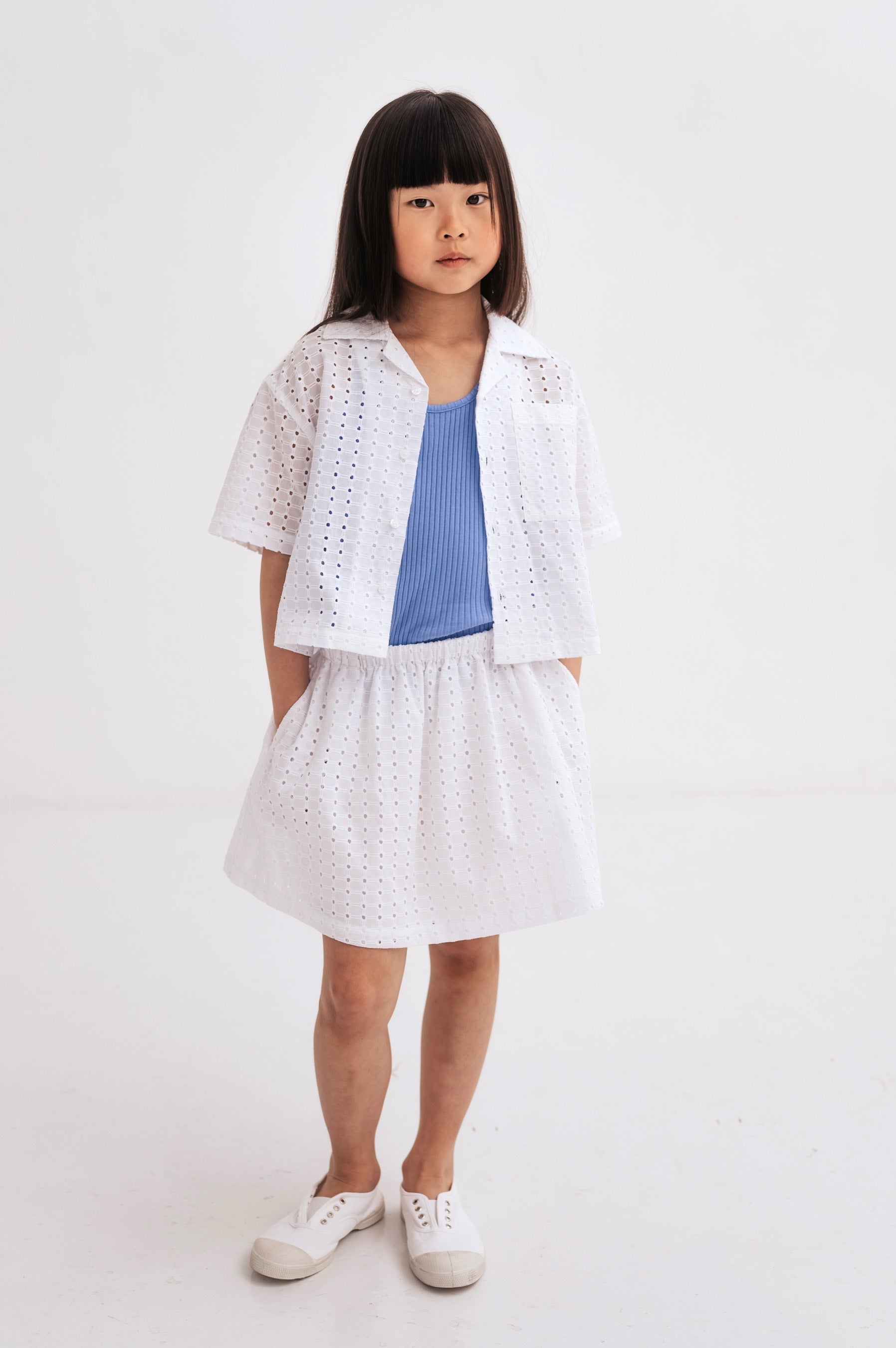 Skirt Mini Graphic Embroidery Anglaise