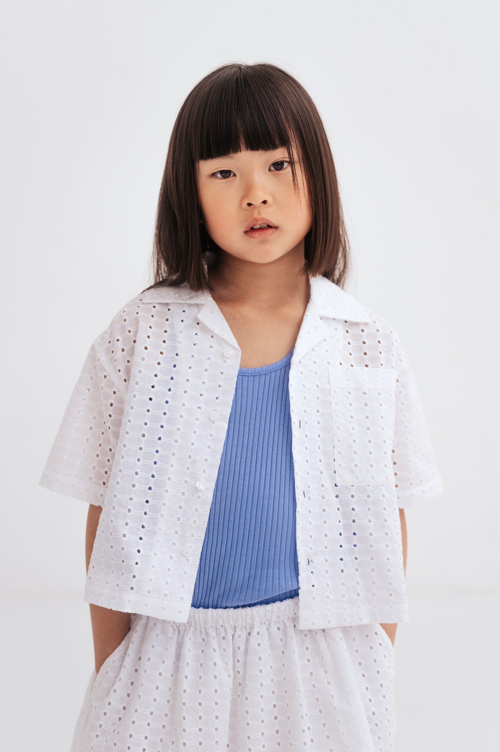 Shirt Cropped Graphic Embroidery Anglaise