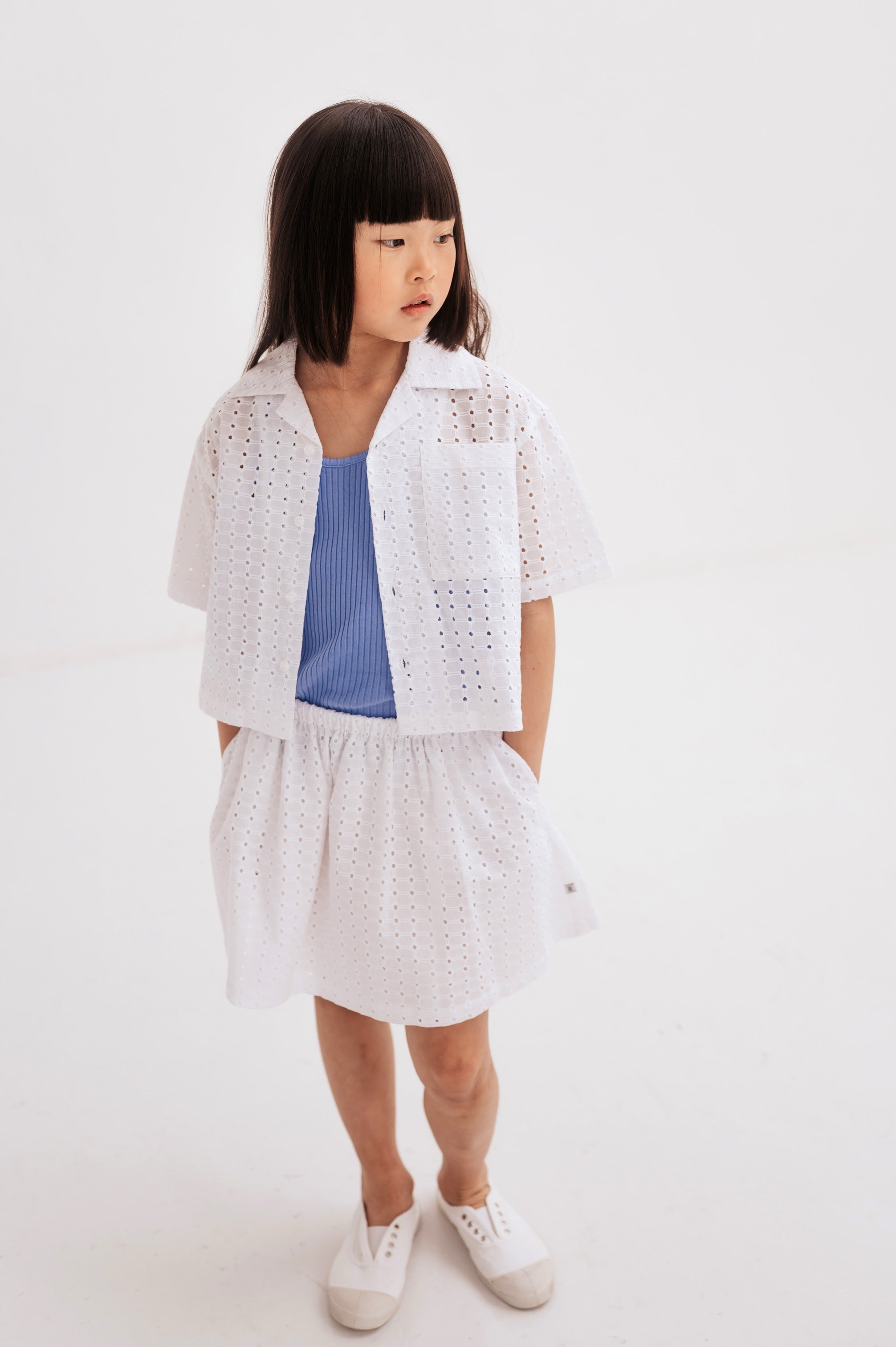 Shirt Cropped Graphic Embroidery Anglaise