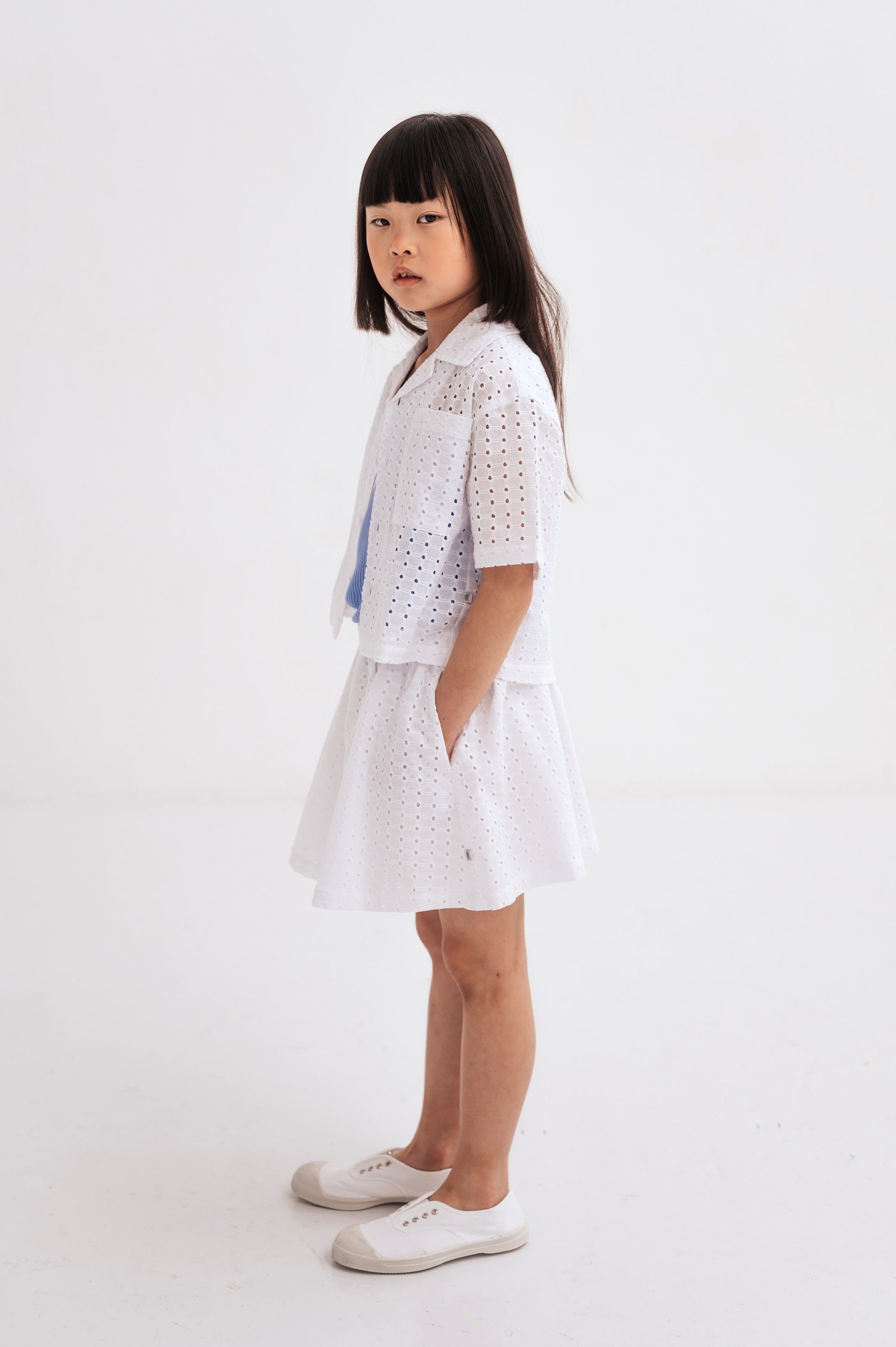 Skirt Mini Graphic Embroidery Anglaise