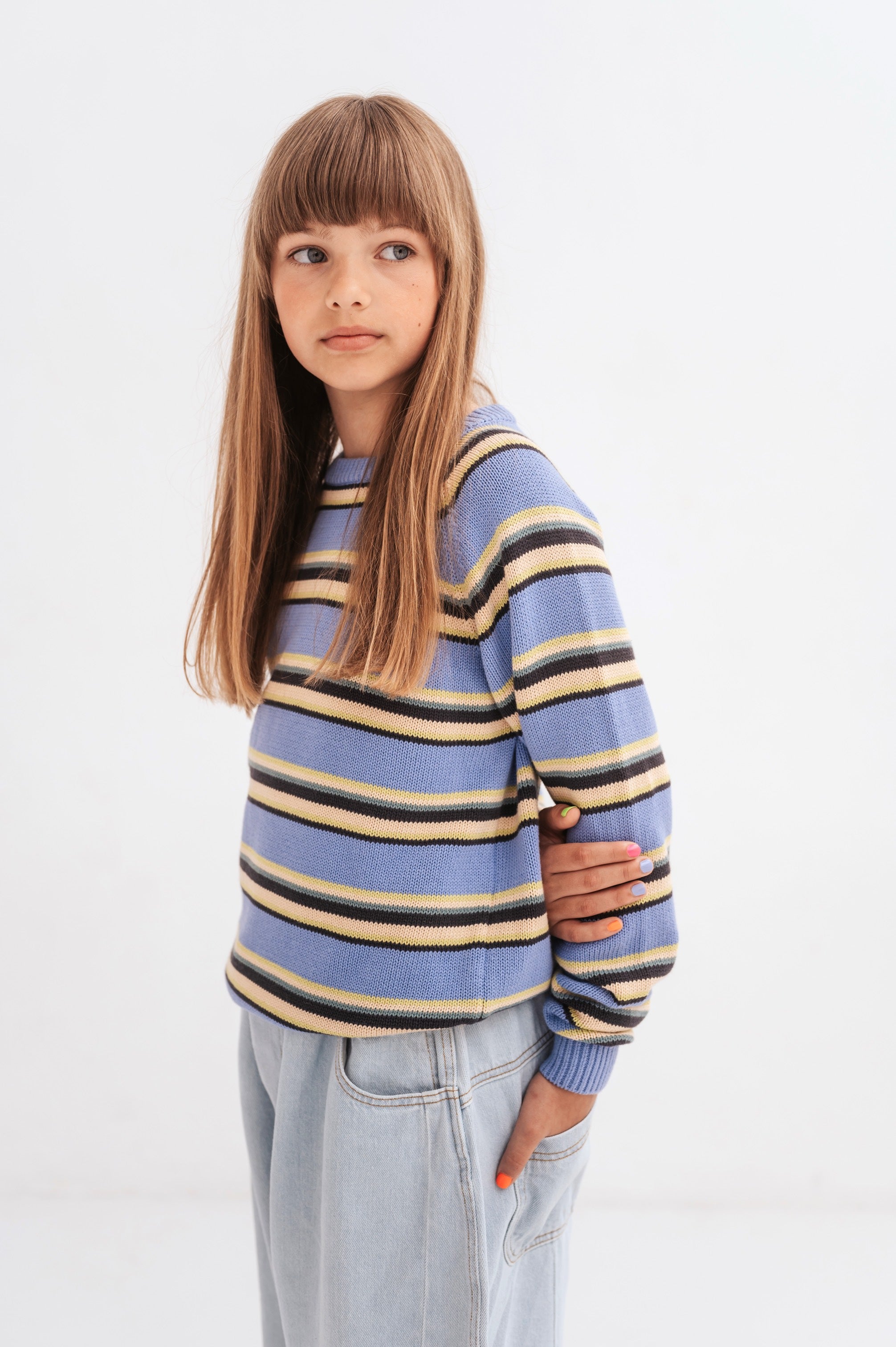 Sweater Knit Raglan Multi Stripe