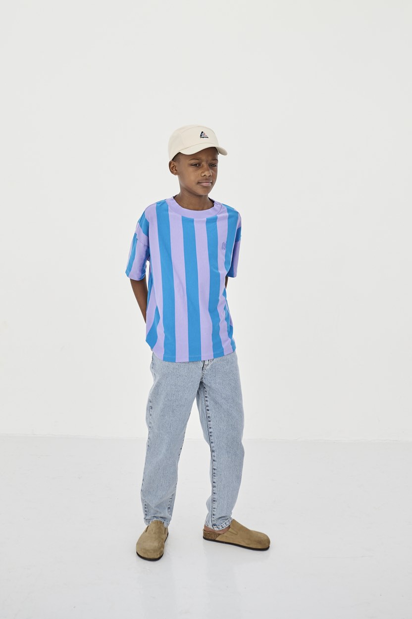 Tee Oversized Bright Blue Block Stripe