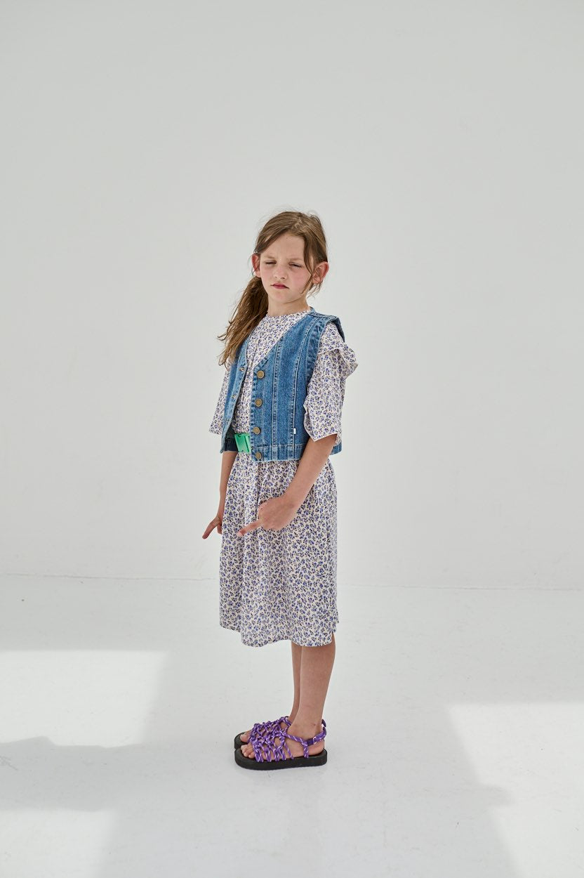 Dress Ruffle Delfts Blue Flower
