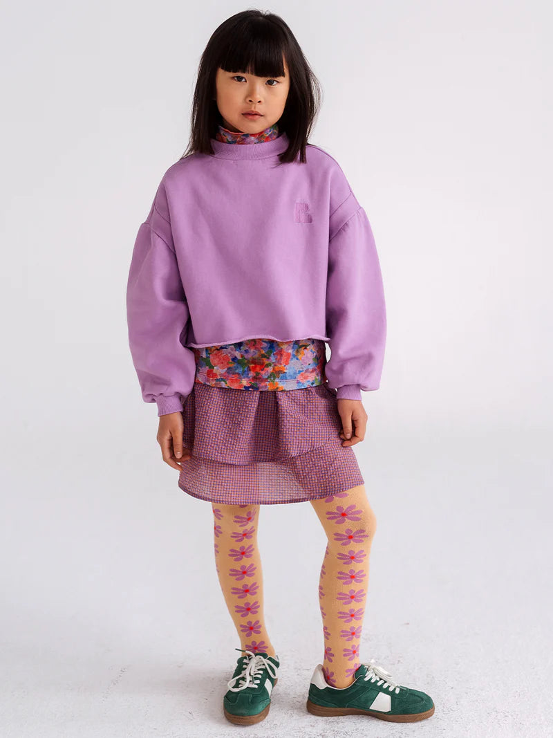 Sweater Crop Heart Violet Lilac