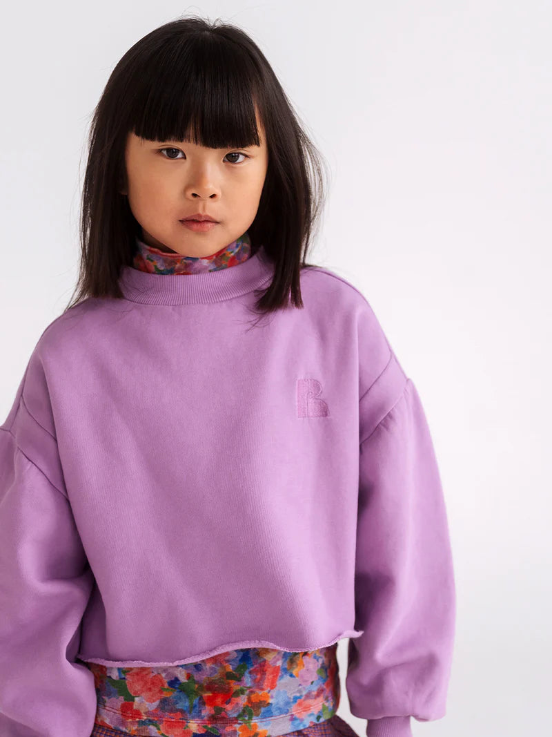 Sweater Crop Heart Violet Lilac