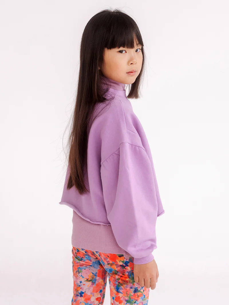 Sweater Crop Heart Violet Lilac