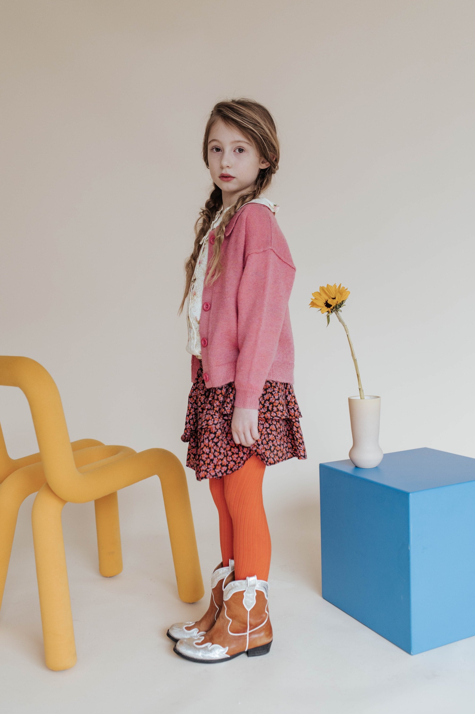 Cardigan Knit Collar Pinkish Coral