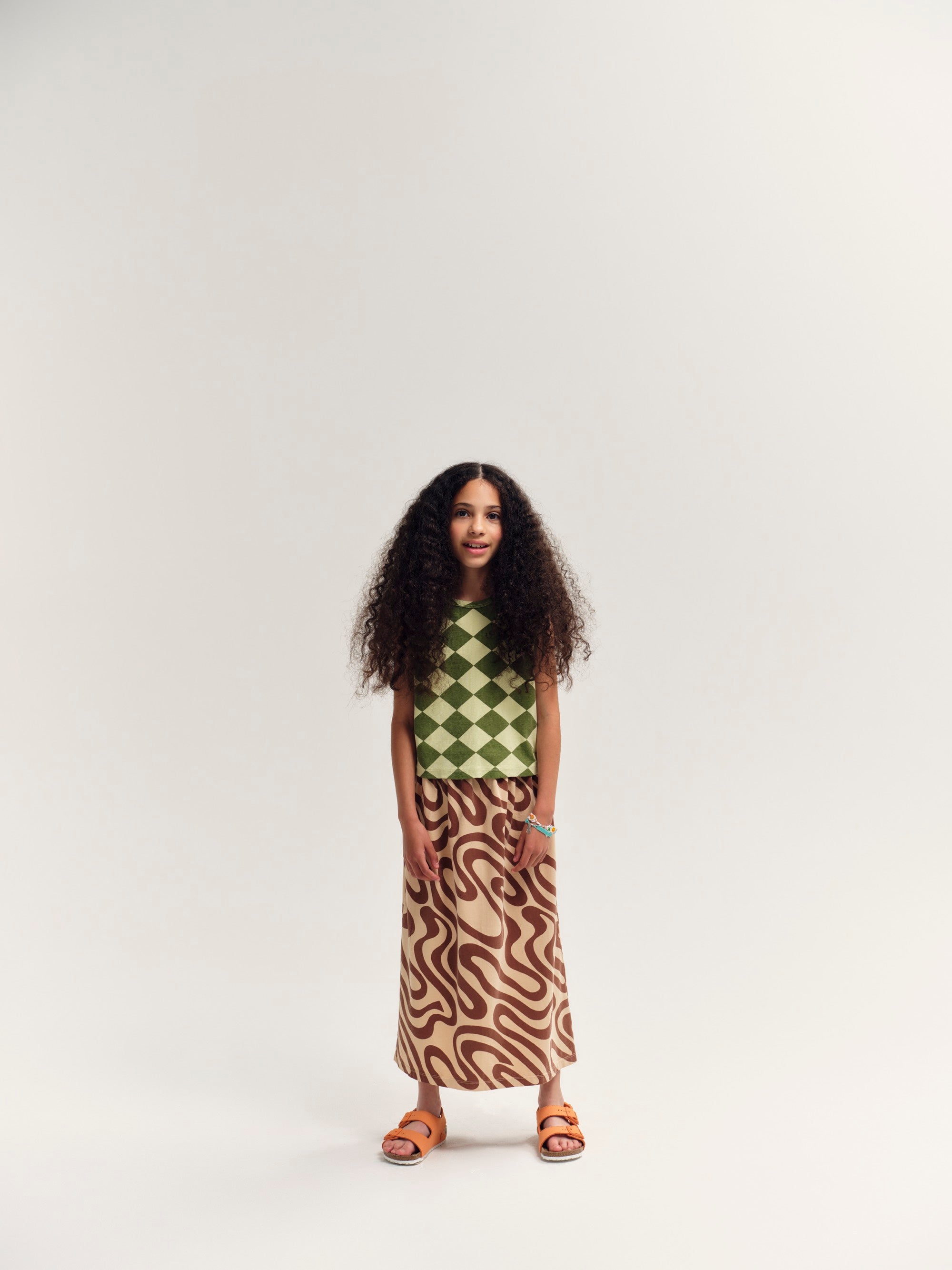 Skirt Midi Swirl Honey Peach