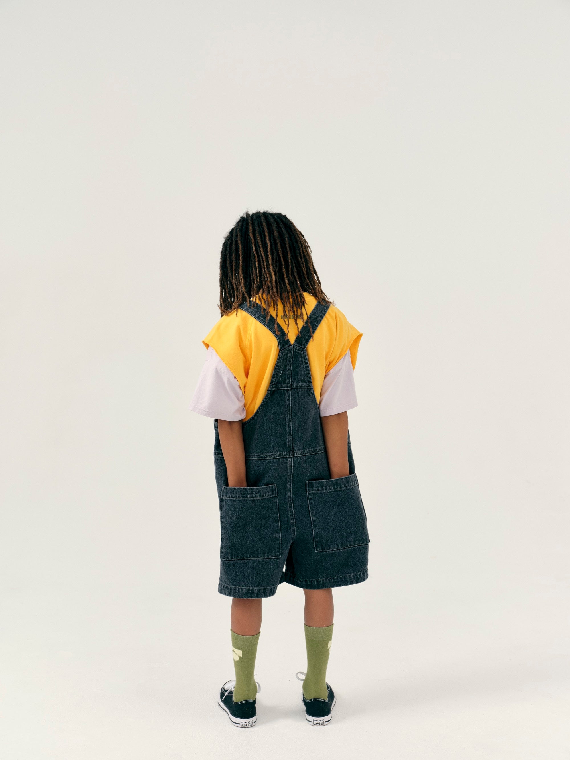 Dungaree Short Washed Black
