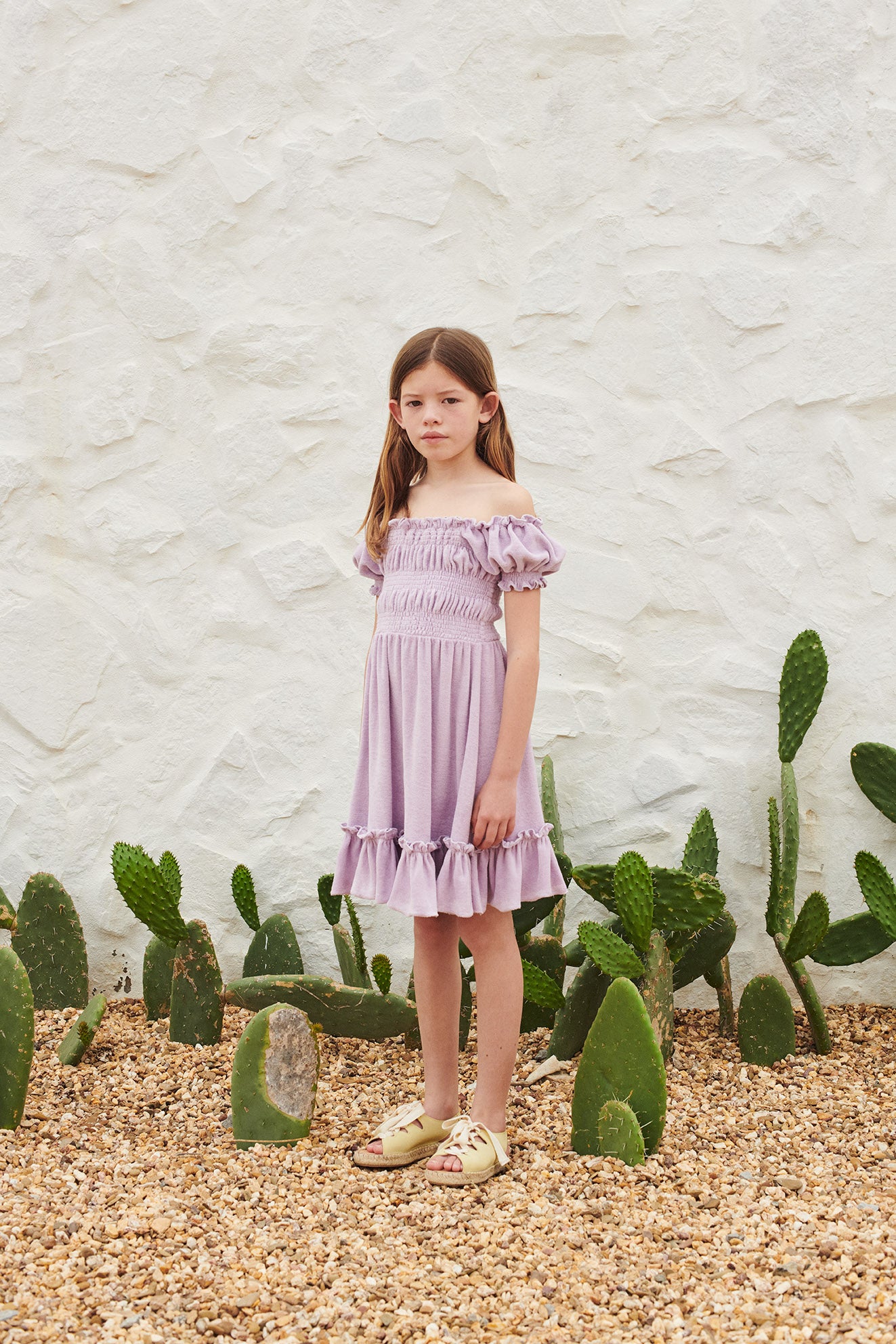 ワンピース Liilu Terry Smocked Dress - Lavender 6Y Dress Terry Smocked Lavender – Across the Street