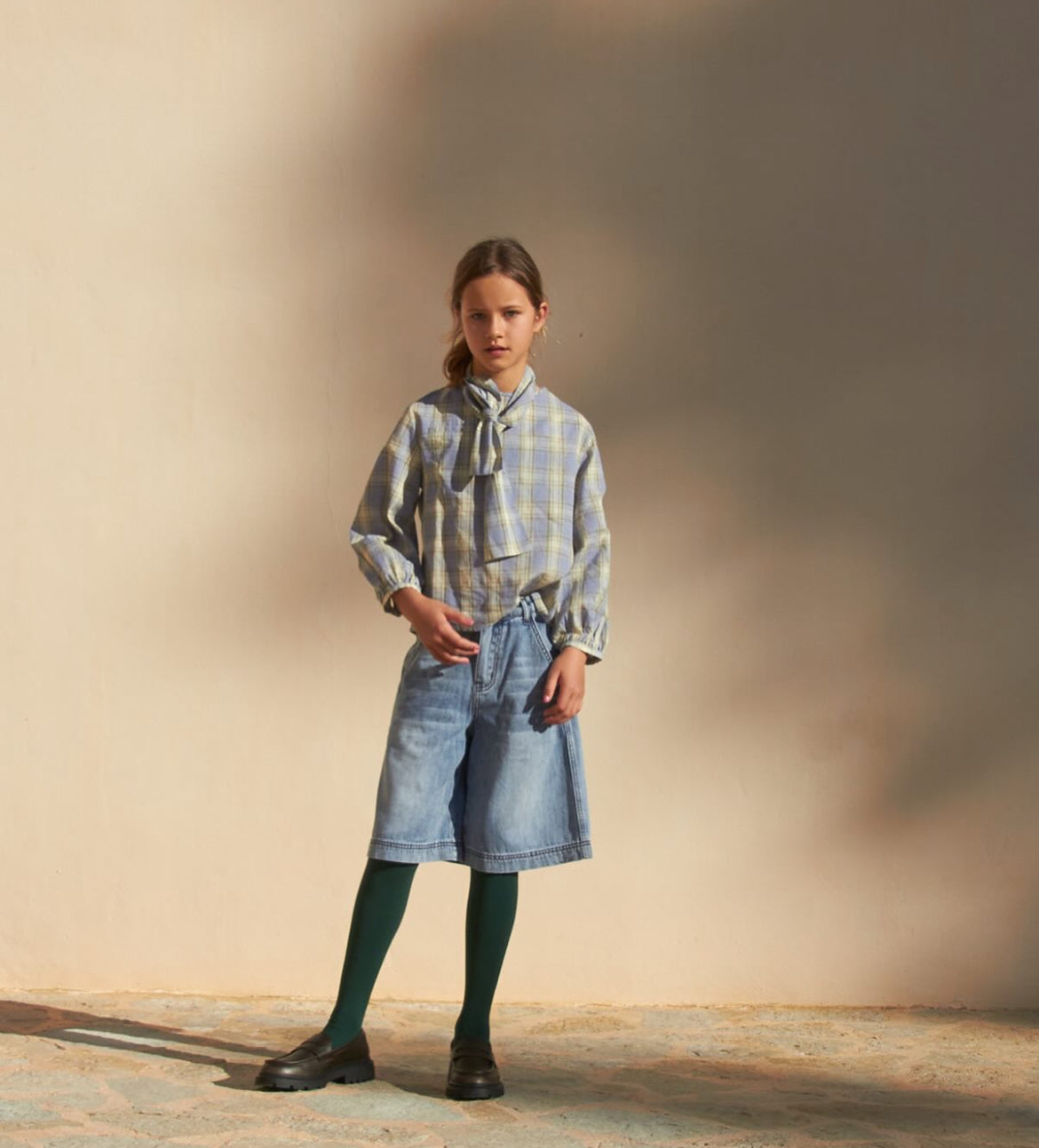 Blouse Blue Check (+ scarf)