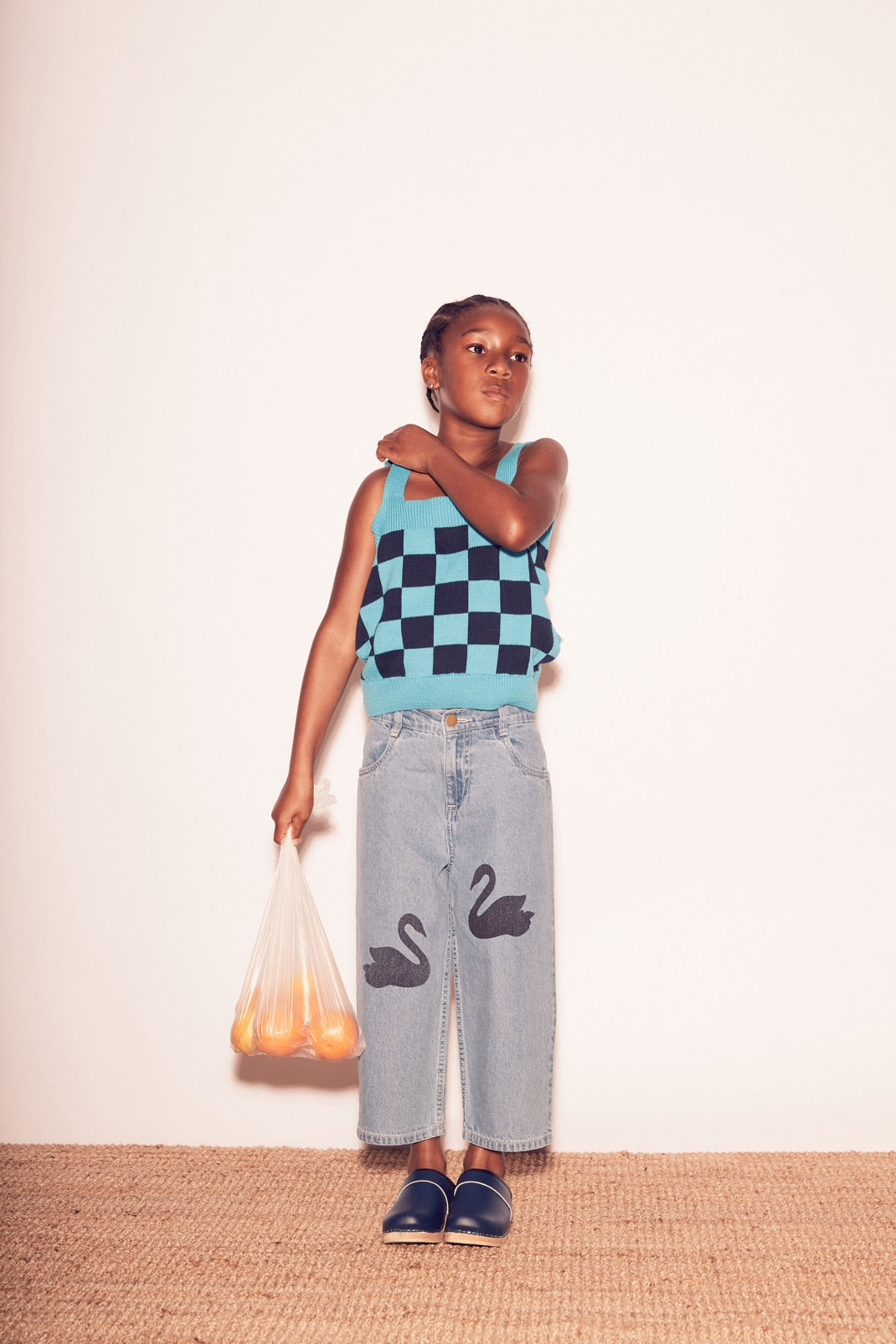 Suntop Check Knit Turquoise Navy