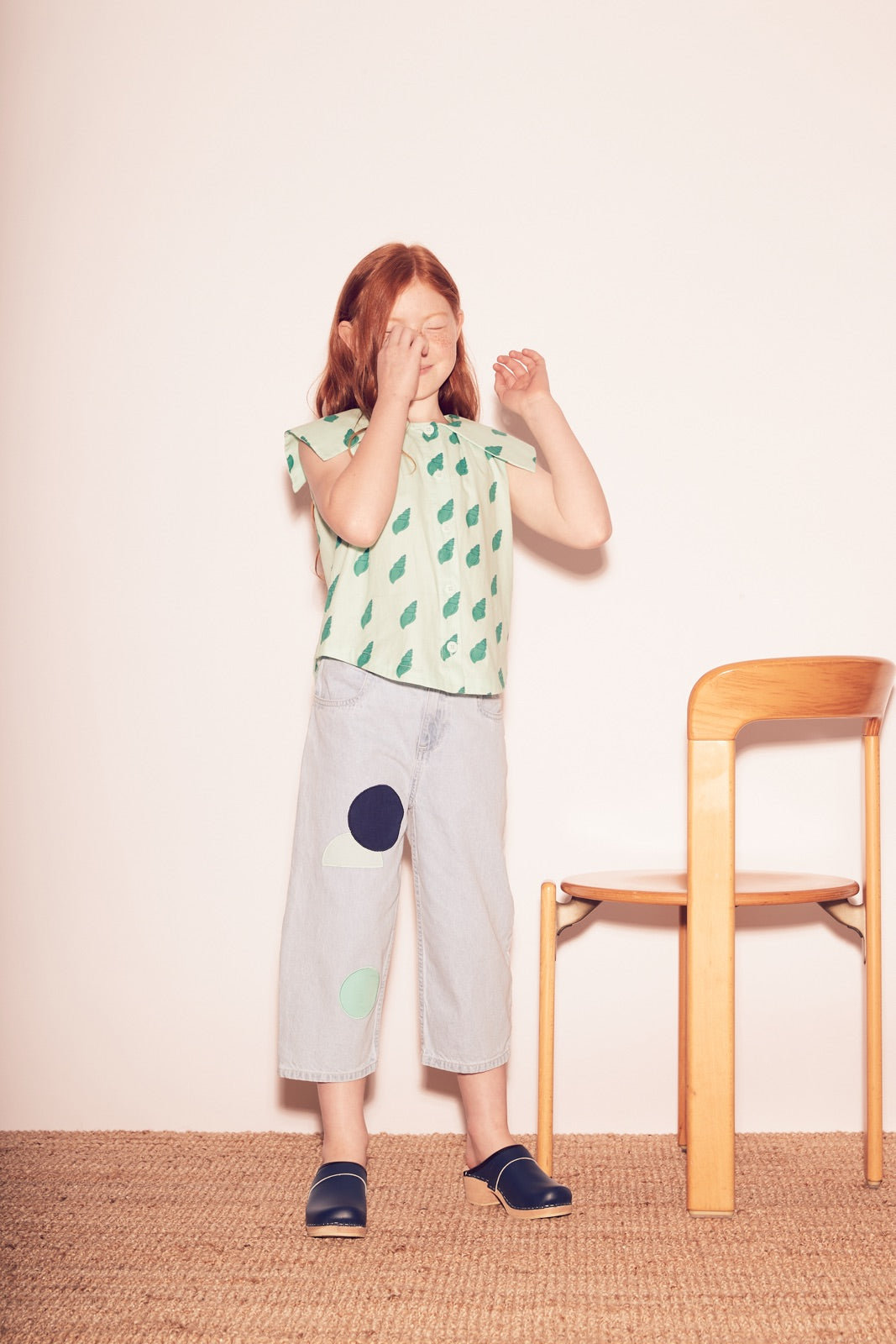 Blouse Sail Collar Conch Print