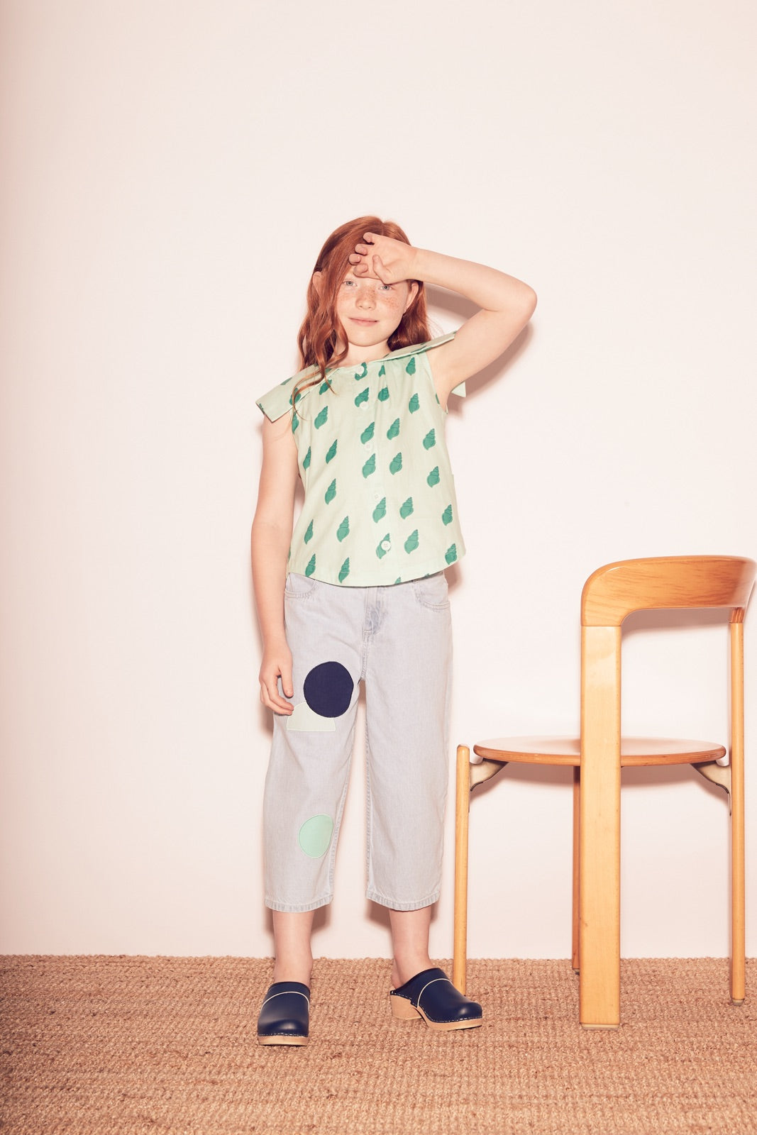 Blouse Sail Collar Conch Print