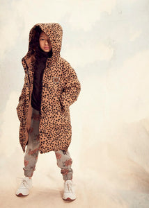 Coat Long Down Animaux Tan Black