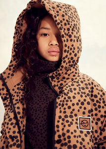 Coat Long Down Animaux Tan Black