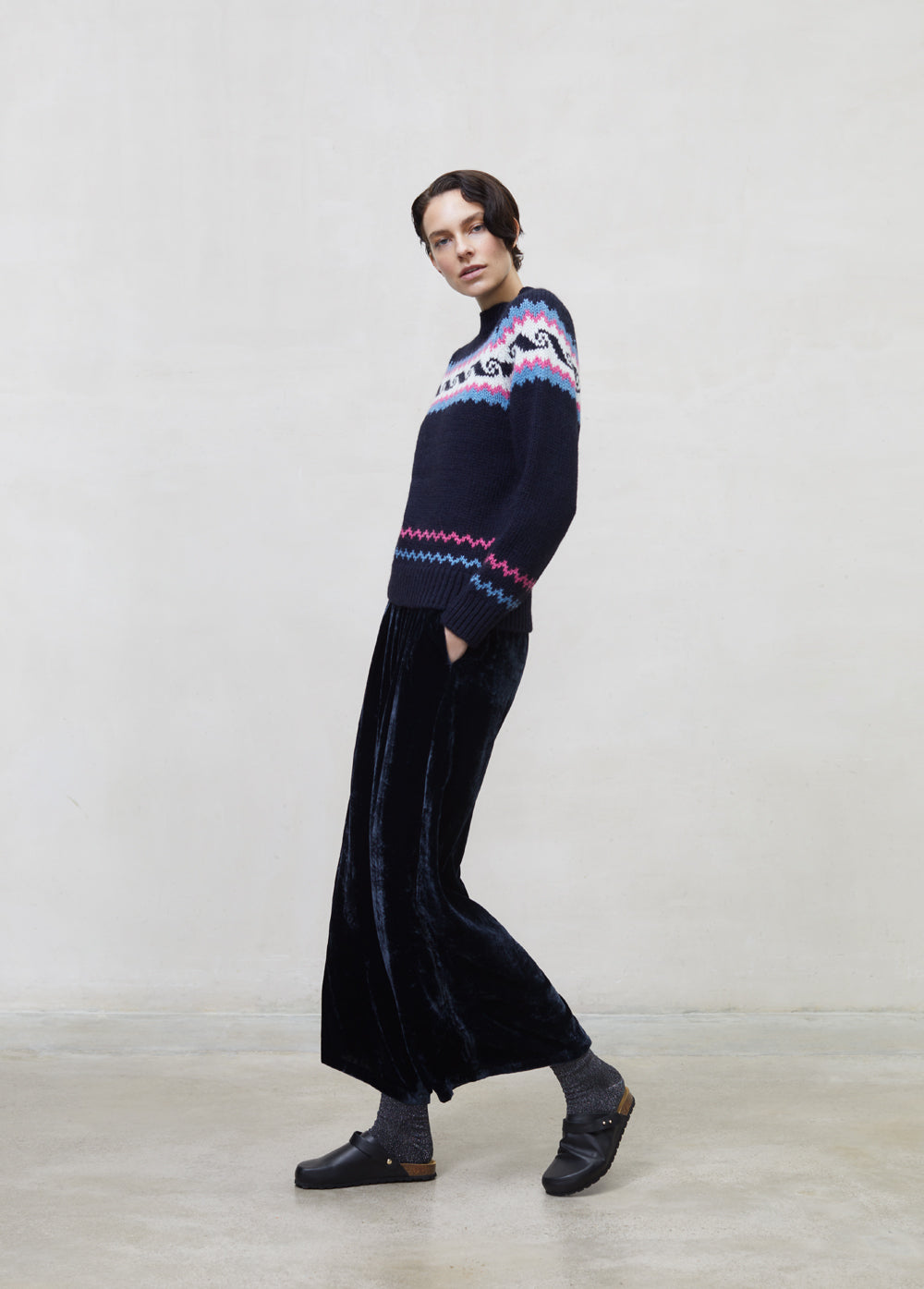 Pant Velour Space Blue Woman