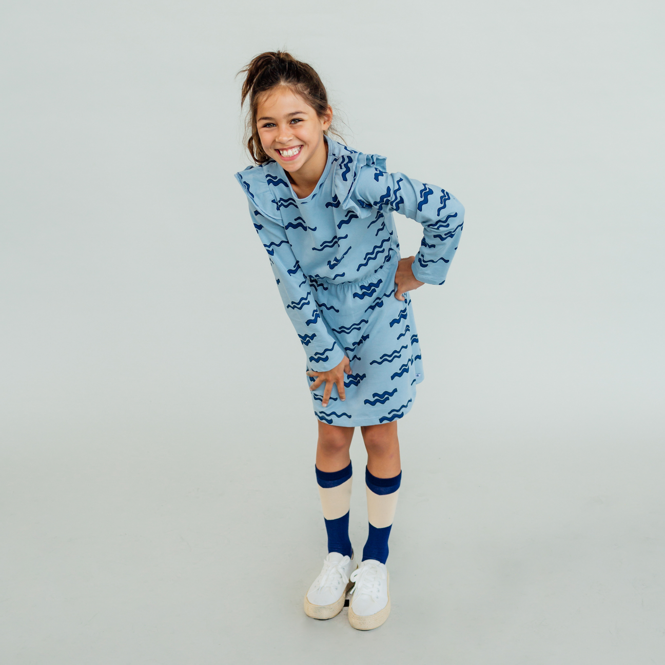 Dress Longsleeve Waves Blue