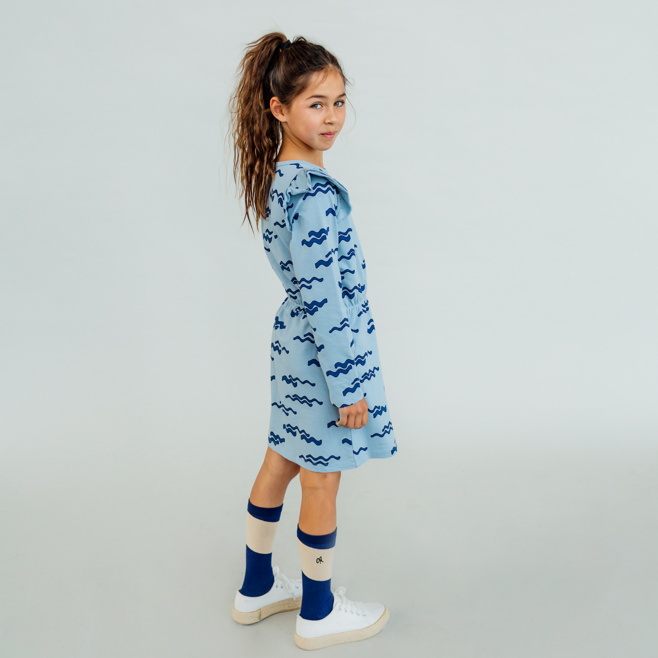 Dress Longsleeve Waves Blue